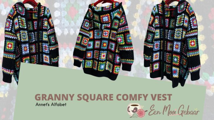 Haakpatroon granny square comfy vest met capuchon