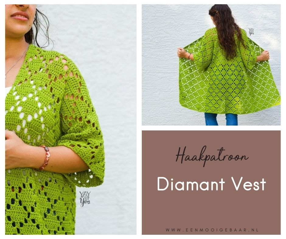 Haakpatroon Diamant Vest Yay for Yarn