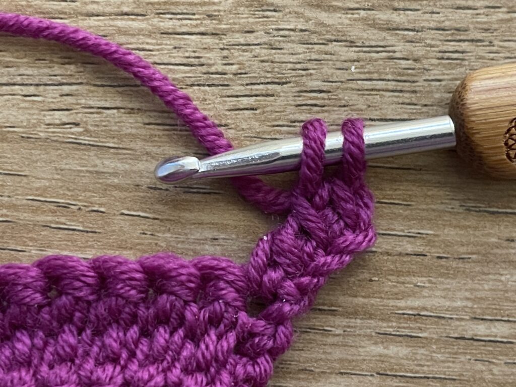 Gekoppelde dubbelstokjes stap 25