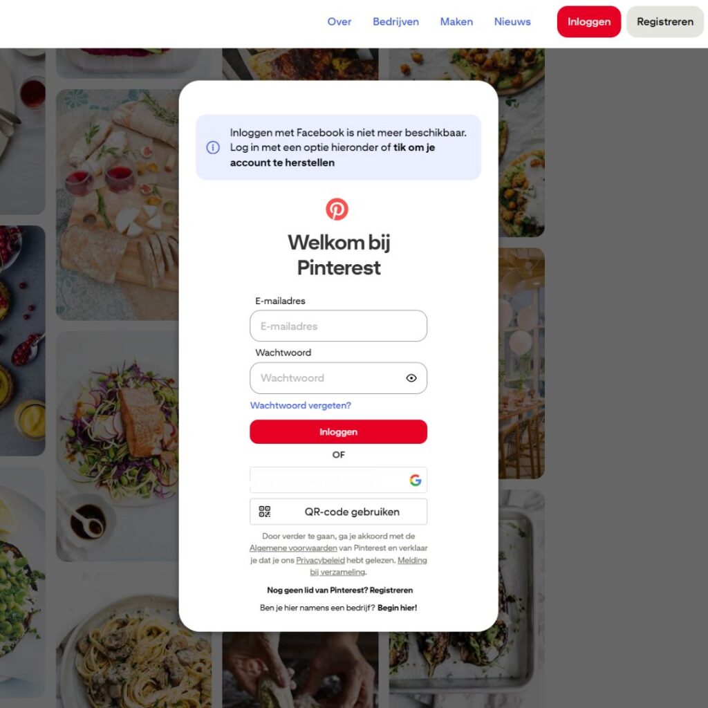 inloggen Pinterest