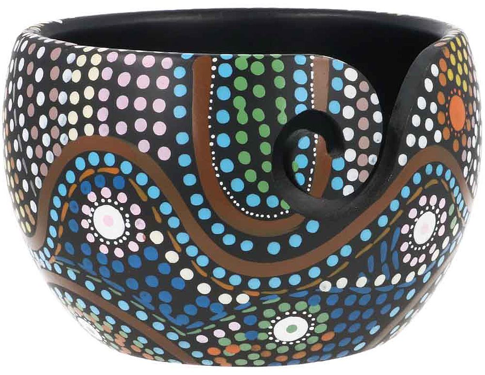 Scheepjes Yarn Bowl: wat is het en waarom wil jij er ook een? 6 scheepjes yarn bowl dot painting mangohout schildering