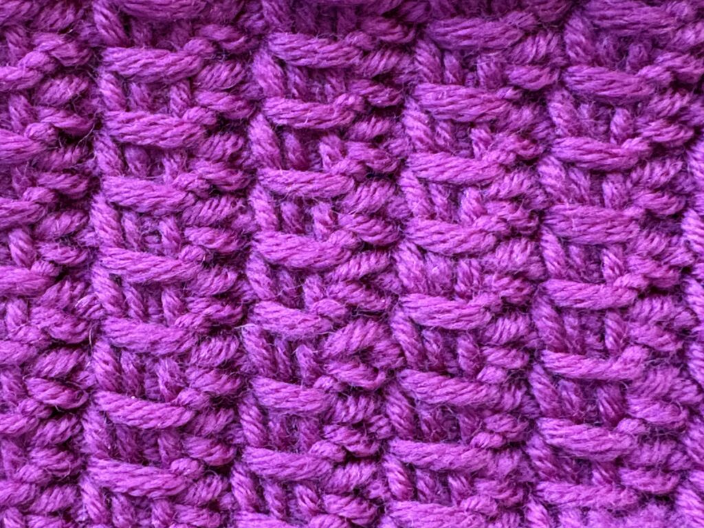 Tunisch entrelac met een twist steek 2 Tunisch Enterlac twist close up 2