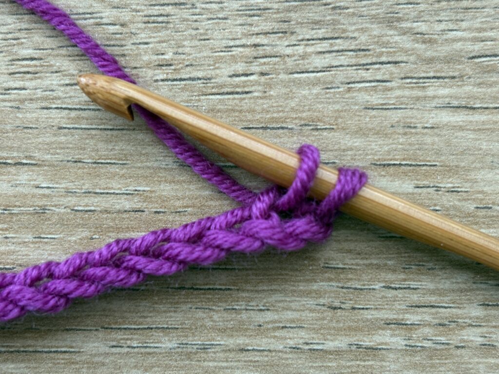 Tunisch entrelac met een twist steek 8 Tunisch Enterlac twist stap 3