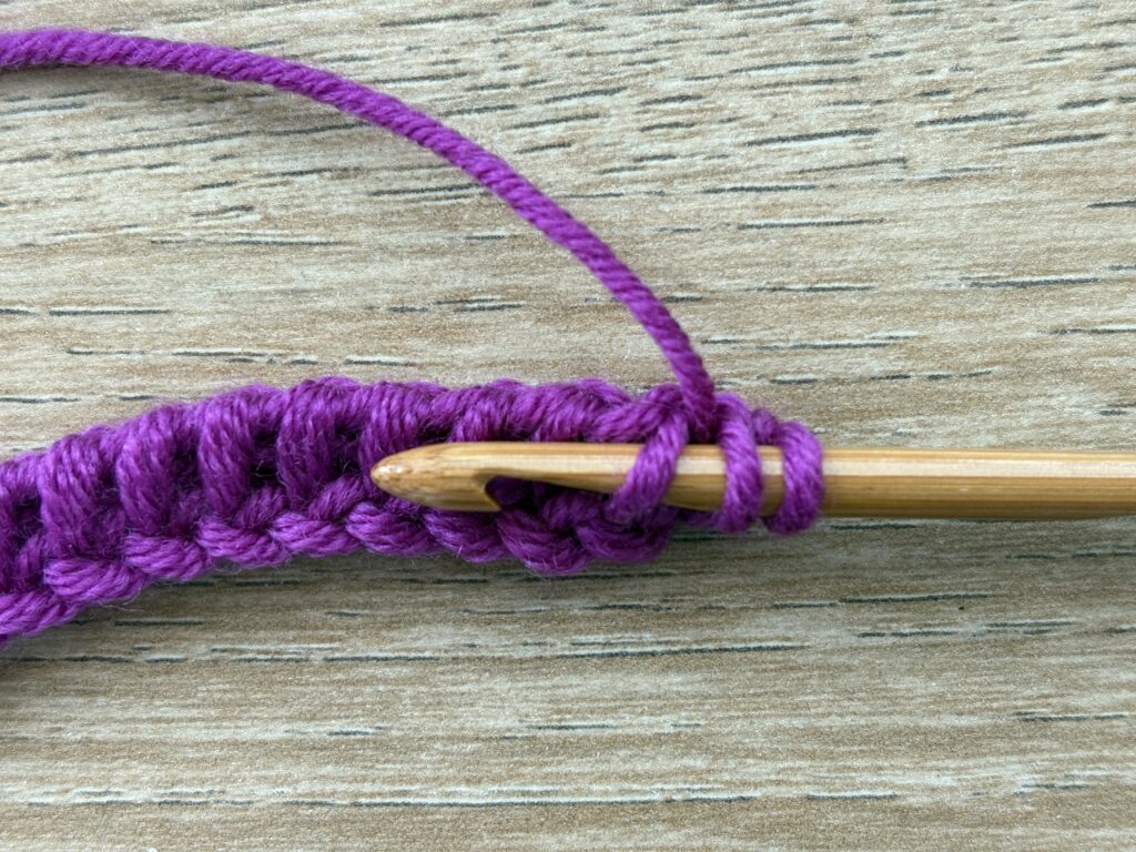 Tunisch entrelac met een twist steek 14 Tunisch Enterlac twist stap 9