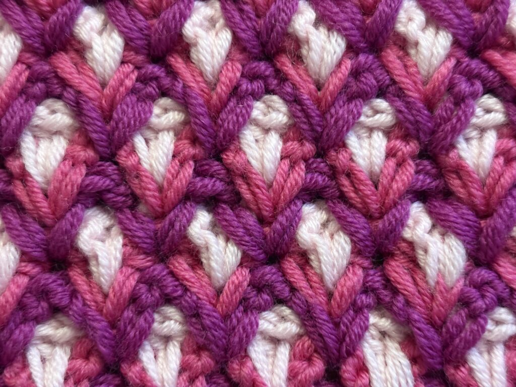 Genestelde V steek close up 2