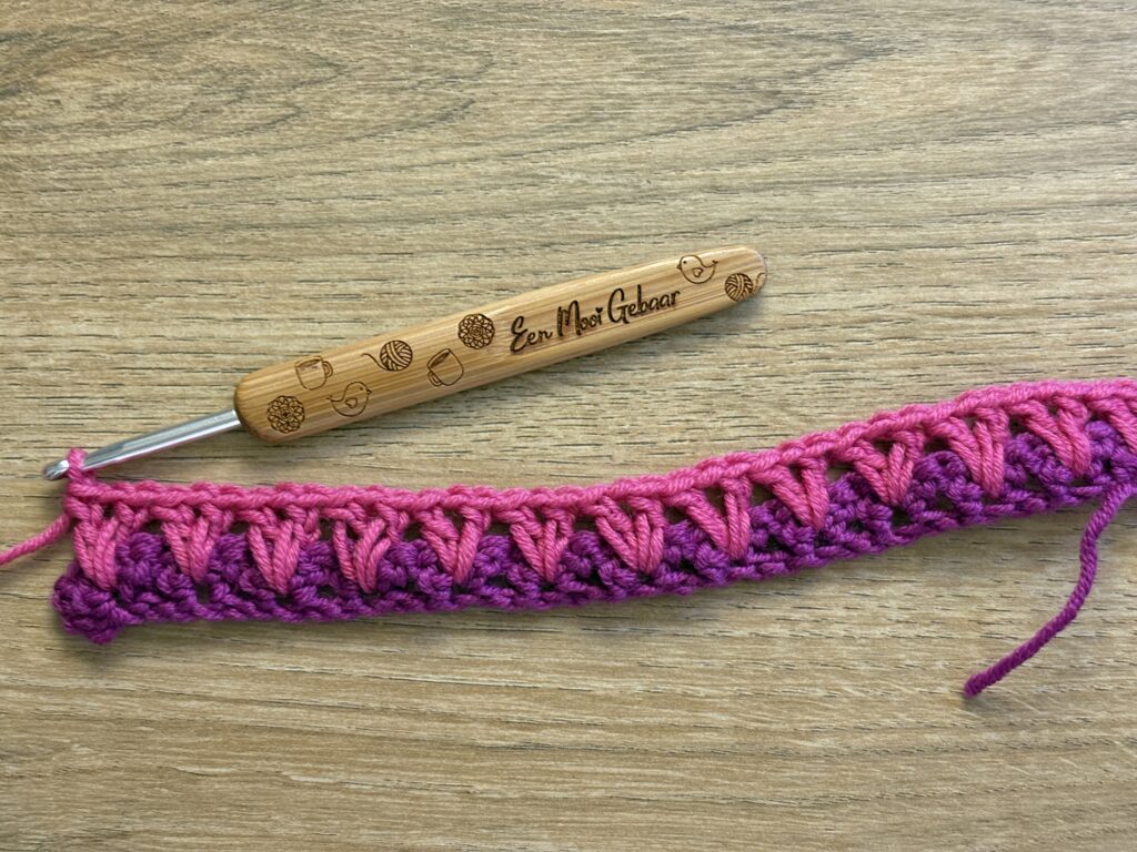 Genestelde V steek stap 19