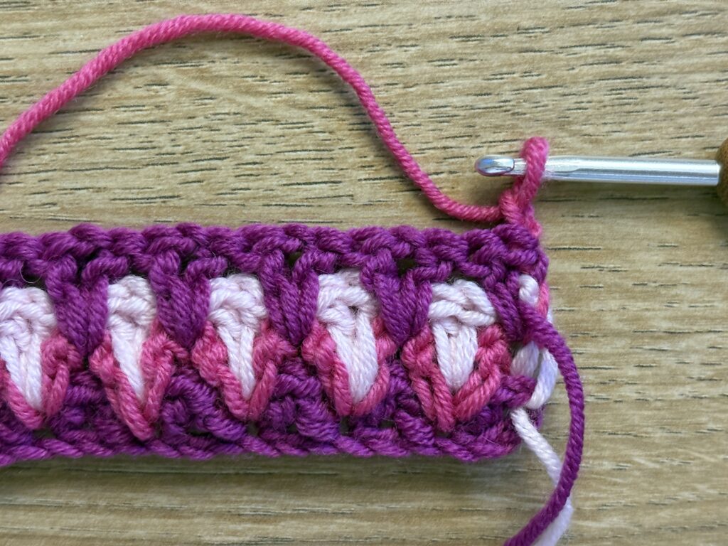 Genestelde V steek stap 35